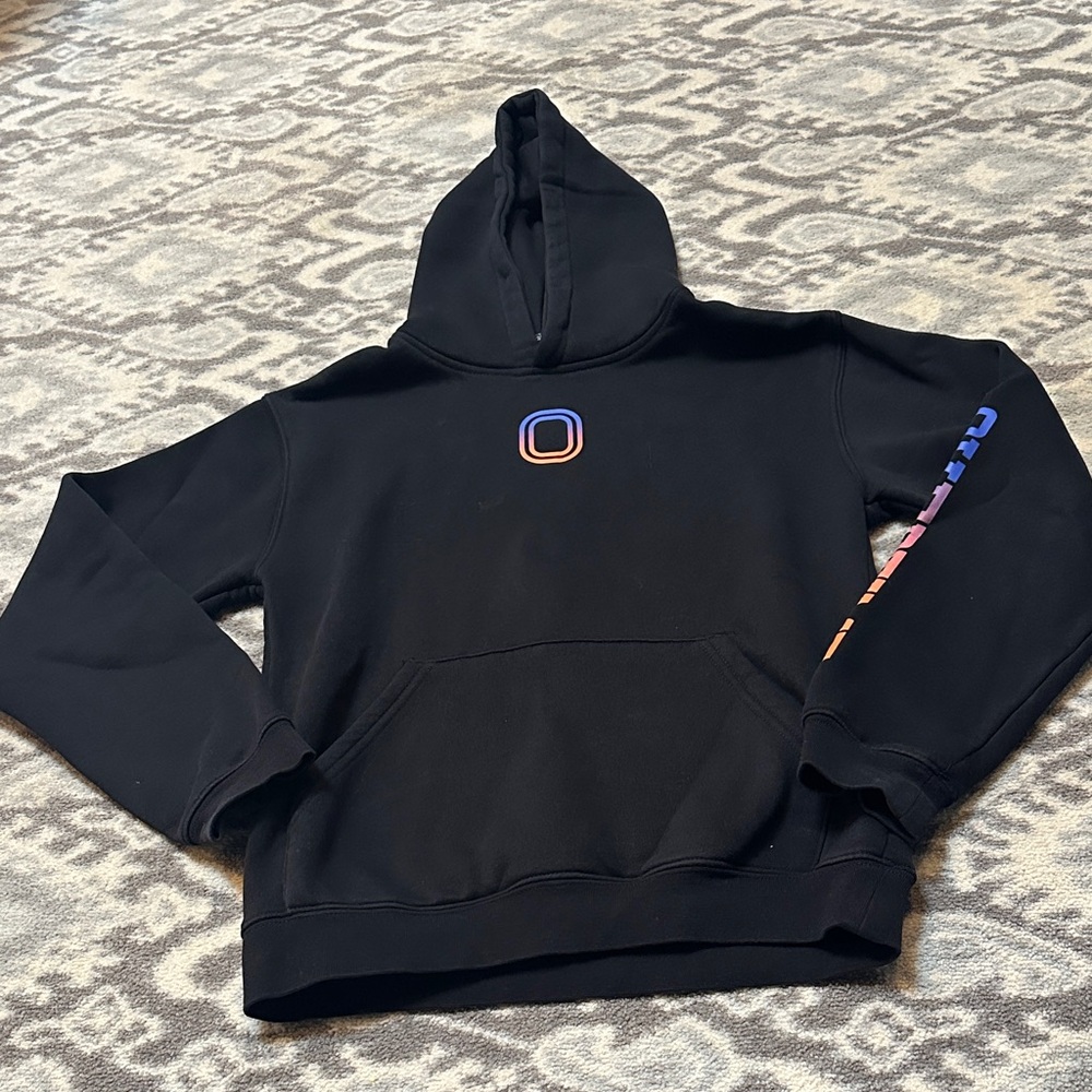 Overtime Kids Hoodie Black with Multicolor Sleeve Design